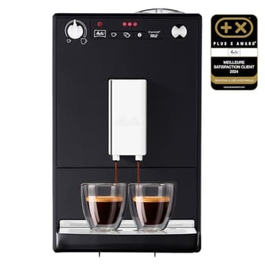 Melitta Solo Noire, Machine à Café à Grains avec Broyeur et Système d'Extraction des Arômes, Affichage LED, Mode 1 à 2 Tasses, Expresso, Automatique, E950-201, 1400W, Noir
