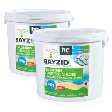 Höfer Chemie 2 x 5 kg (10 kg) 200g Galets de Chlore Lent pour Piscine - chloration permanente de la Piscine - HAUTEMENT Efficace Contre Les bactéries