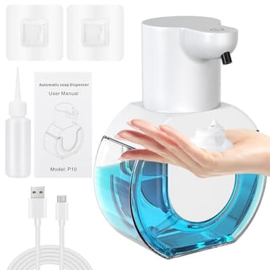 IGUGI Distributeur de Savon Automatique, 420ml Distributeur de Savon sans Contact USB Rechargeable Distributeur Savon Mural IPX5 Étanche
