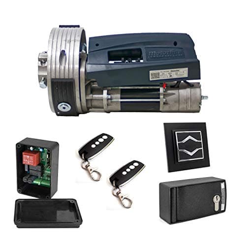 Kit Motorline160 SP moteur porte enroulable fermeture métallique obturateur métallique jusqu'à 160 kg de poids, pour automatiser les portes de garage ou les volets commerciaux, avec bouton poussoir