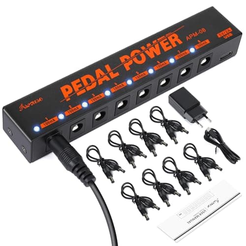 Asmuse Mini 8 Sorties 9V Alimentation Pédale Guitare Noiseless Alimentation pour Pedale Effet Guitare Électrique avec adaptateur d'alimentation