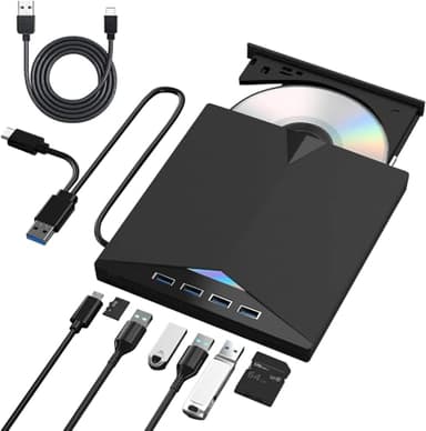 Custom Catch Lecteur Optique Blu - Ray 7 - en - 1 Lecteur Blu - Ray Externe usb3.0 & Type - C Connect Read/Write Lecteur Blu - Ray Windows11 10/8 / 7 / XP Mac