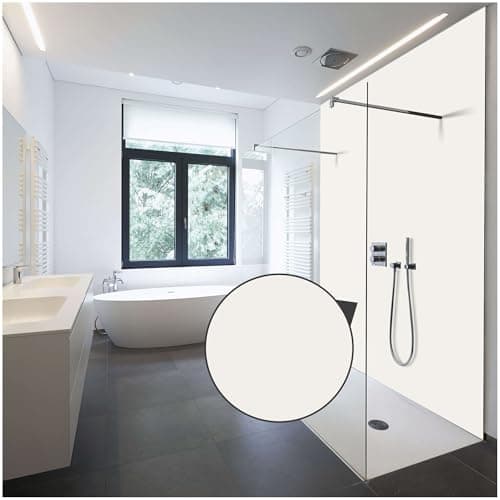 WALLando Panneau mural de douche (Blanc / 200 x 100 cm) – Panneau en PVC facile à installer & résistant à l'humidité – Revêtement mural premium – Fabriqué en Allemagne