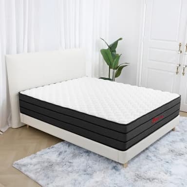 INRE Matelas 160x200 | Epaisseur 25 cm | Matelas en Mousse à Mémoire de Forme | Certifé Oeko-TEX | Respirabilité et Anti-acariens | Confort Ferme | Sommeil Profond | Réversible (Blanc et Noir)