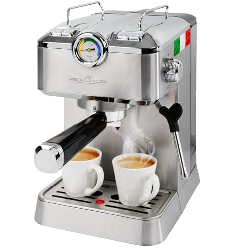 Machine à espresso ProfiCook | Machine à espresso automatique avec porte-filtre | Pompe à espresso italienne | 20 bar | Café en poudre et capsules compatibles Nespresso | Machine à café | PC ES 1267
