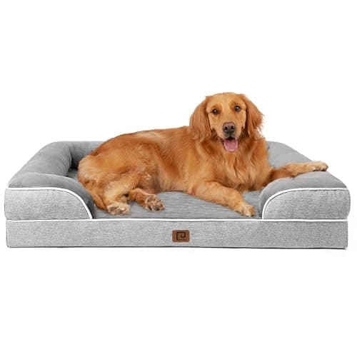 EHEYCIGA Panier Chien Grande Taille XXL Orthopedique, Memoire de Forme Lit pour Chien Dehoussable Lavable, Canapé Chiens Imperméable, Gris