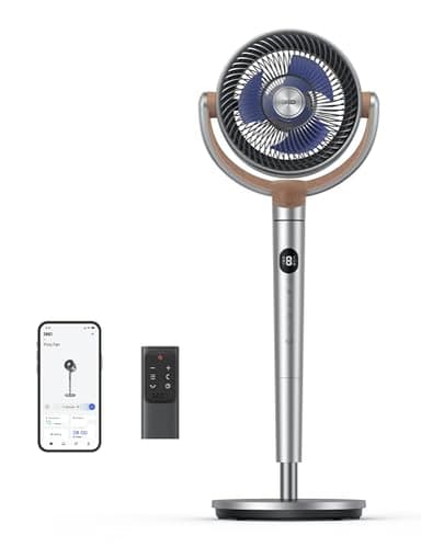 Dreo 20 dB Smart Ventilateur Silencieux sur Pied, Oscillation à 120° + 120°, Ventilateurs Puissants avec Télécommande, Portée de 24 m, 6 Modes, 8 Vitesses, Minuterie de 12 h, Compatible avec Alexa