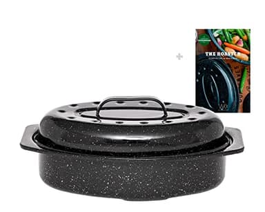 Graniteware - Cocotte Roaster en acier émaillé + Livre de recette – Petit format