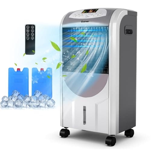 COSTWAY Rafraîchisseur d'Air 5 EN 1, Climatiseur Mobile sans Évacuation 7L, Refroidissement,Chauffage,Ventilateur,Humidificateur,Purification,Mini Climatiseur Portable, Minuterie 8H