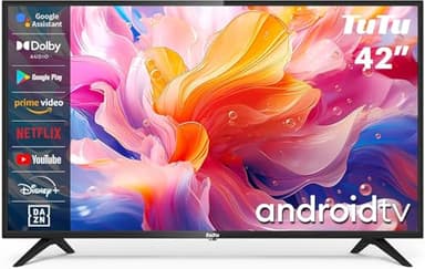 TuTu Smart TV 42 Pouces (106 cm) WiFi LED Full HD Téléviseurs Android 11 avec Bluetooth, Google Assistant, Google Play Store, DVB-T/T2-C-S/S2
