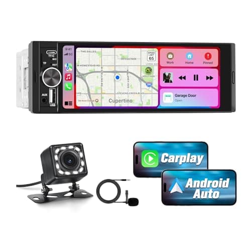 Hexinex 1 DIN CarPlay sans Fil et Android Auto avec 6.36 Pouces HD Écran Tactile Écran,Prise en Charge Bluetooth FM AM RDS Radio Airplay,PhoneLink,USB Type C Commande Vocale(Caméra de recul Inclus