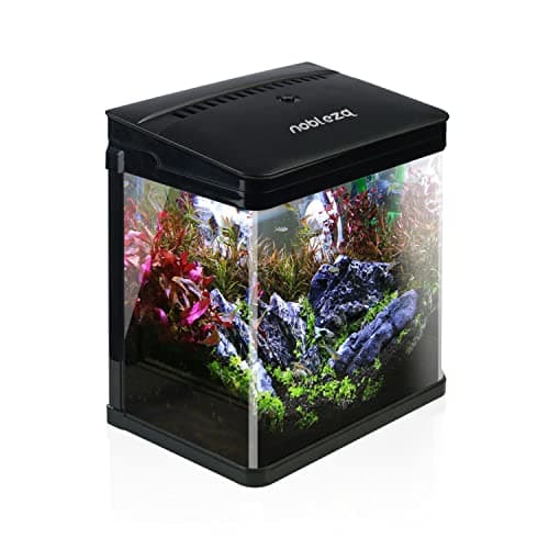 Nobleza - Aquarium en Verre avec Couvercle et lumières LED. Système de Filtration de 7 litres. Couleur Noir.