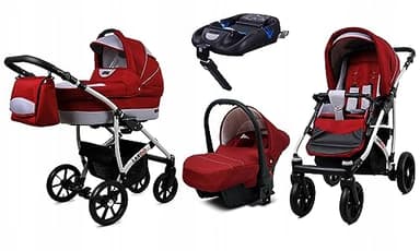 BabyLux® Enfant Poussette Combinée Set 4 en 1 - Largo - incl. Nacelle, Canne, Siège de voiture, ISOFIX Base - Siège Auto - Landau Bébé - avec Sac à langer, Habillage pluie etc.