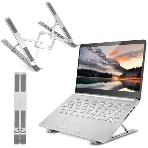 AOVUYCK-Store Support Ordinateur Portable 10-17”, Support PC Portable à 8 Niveaux Réglables, Support Ordinateur en Alliage d'Aluminium & Silicone Antidérapant, Compatible avec MacBook, Dell, HP, Pad