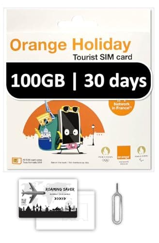 Carte SIM prépayée Orange Holiday Europe 30 Jours Maintenant 100 Go de données Internet 5G/4G LTE (Partage de données autorisé) + 120 Minutes d'appels internationaux + 1000 SMS