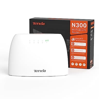 Tenda Routeur 4G SIM, Box 4G, Routeur 4G LTE 150Mbps, Routeur WiFi 300Mbps, Plug&Play, Modem Carte SIM pour Tous Opérateurs, Configuration Facile, Antennes Internes, Ethernet Ports, 4G03