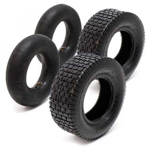 WilTec Lot 2X Pneus 2X Chambres air Tondeuse autoportée 16x6.50-8 4PR Valve coudée Chariot Diable Brouette