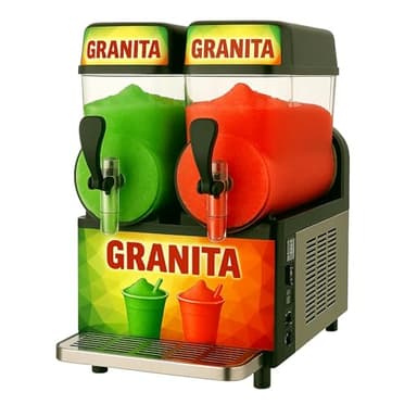 Machine à Granita Professionnelle 2 Cuves 12L – 500W – Refroidissement -2°C à -3°C – Inox, Compacte et Performante – Idéal Bars, Cafés, Snacks, Événementiel