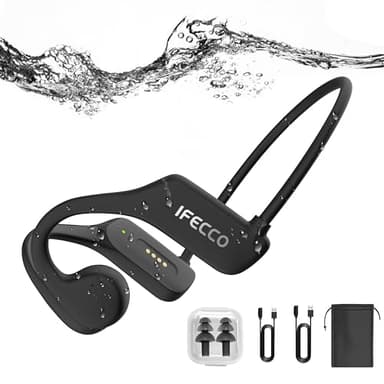 IFECCO Casque Conduction Osseuse Natation - IP68 Etanche Ecouteurs Natation Bluetooth 5.3,Casque sans Fil avec Lecteur MP3 32 Go et Micro Intégré pour Le Sport,La Natation,La Course à Pied