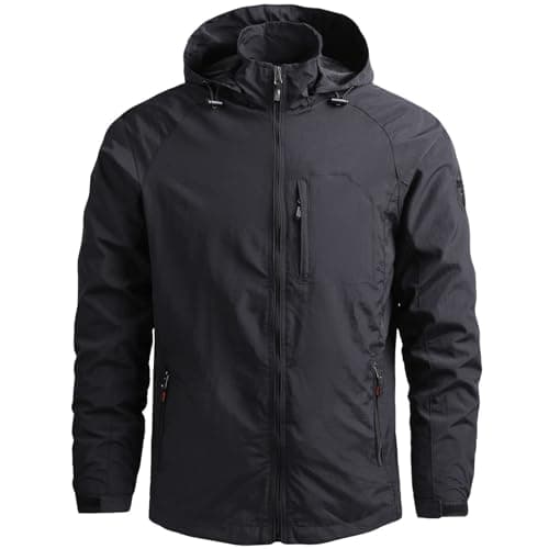 Aotoyou Hommes Veste de Randonnée Imperméables Softshell Coupe-vent Printemps Automne Manteau Sportif Noir M