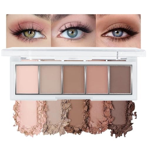 Kinretixia Palette de fards à paupières neutres nude marron, 5 couleurs avec fini mat velouté, fards à paupières taupe nude aux tons froids, maquillage naturel pour tous les jours