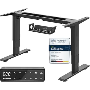 MAIDeSITe T2 Pro Plus Bureau Assis Debout Electrique Cadre de Bureau Réglable en Hauteur Électrique à 3 Colonnes avec Double Moteur, avec 4 Claviers à Mémoire Automatique, Capacité de Charge 160kg