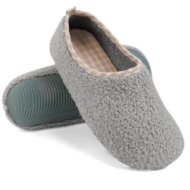 OFFCUP Pantoufles en mousse à mémoire, Pantoufle Femme, Confortable Chaussons Chaussons Maison en Peluche Chaude Doublure Chaussures Antidérapantes Légères et respirantes pour Intérieur et Extérieur