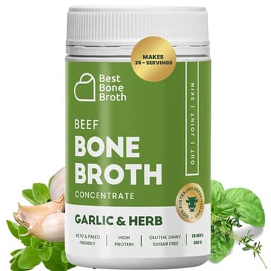 Best Bone Broth Bouillon d’os de bœuf concentré, issu à 100 % de bovins de pâturage australiens nourris à l'herbe, collagène de bouillon d’os, saveur fines herbes d’Italie