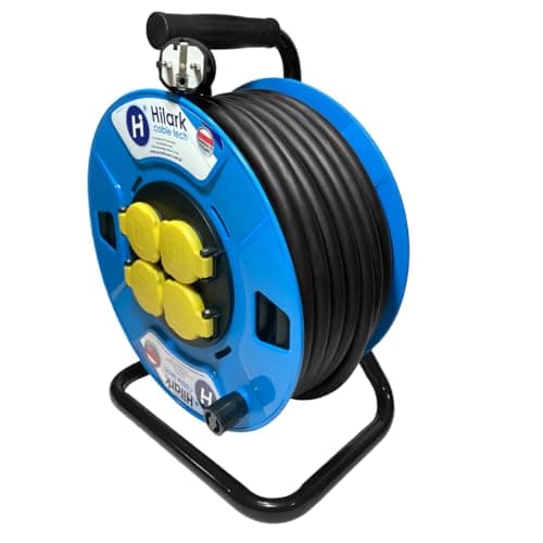Hilark Enrouleur Cable Electrique H05RR-F 3x2,5 mm2 50m rallonge électrique avec Bloc Prises Professionnelle