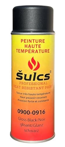 Peinture Haute Température Professionnelle 1200°c - Aérosol 400ml - Noir Ref. 0916 - Haut Pouvoir Couvrant - Barbecue Braséro Four Poêle à bois Insert Cheminée Mécanique Auto Moto Radiateur ŠULCS BBQ®
