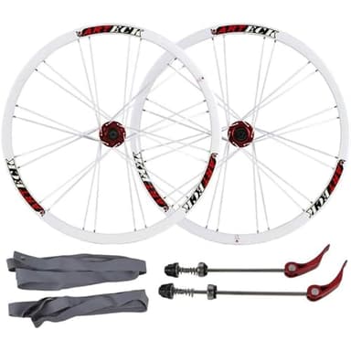 NBTRXWAFR Paire De Roues Vélo 26 Pouces Jante en Alliage Double Paroi Blanc Noir Disque De Frein Roue VTT Dégagement Rapide 24 Rayons pour Cassette De Volant 7/8/9/10 Vitesse,Blanc