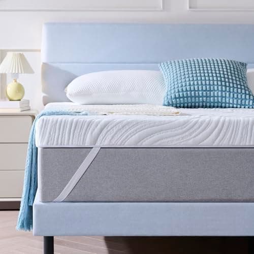 Hiimgo Surmatelas 140 x 190 x 10CM, Épaisseur 10CM, Surmatelas Memoire de Forme Gel,Absorbant et Respirant,avec Design Antidérapant，Housse de Matelas Amovible et Lavable.