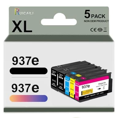 Compatible pour HP 937e 937XL 937 avec Puce Cartouches d’Encre pour OfficeJet Pro 9110b 9120b 9130b 9720 9730 9110e 9120e 9130e 9720e 9730e (5)