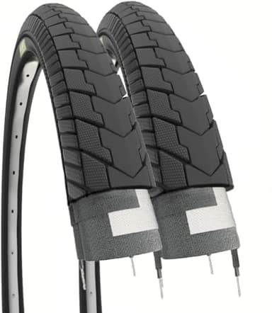 Ecovelò Pneus 26 x 1,75 (47-559) Slick Noirs pour vélo de Ville 2 Adulte Unisexe, Taille Unique