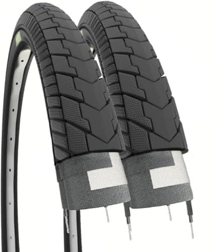 Ecovelò Pneus 26 x 1,75 (47-559) Slick Noirs pour vélo de Ville 2 Adulte Unisexe, Taille Unique