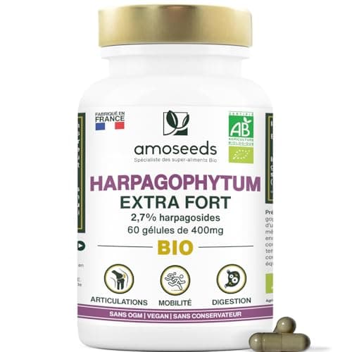 Harpagophytum BIO, Extra Fort | 3000mg par jour, 2,7% Harpagosides | Articulations, Tendons, Mobilité | Griffes du Diable | 60 Gélules Vegan | Qualité Supérieure