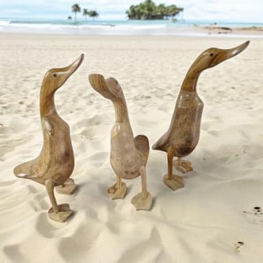 Kinaree Canard en bambou - Figurine en bois fait main de 40 cm - Convient comme décoration de table, décoration de jardin ou cadeau