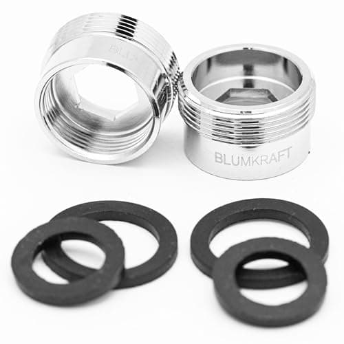 BLUMKRAFT Lot de 2 adaptateurs de robinet F18 - M22 métal massif laiton argenté 18mm femelle 22mm mâle (F18-M22 / M22-F18)