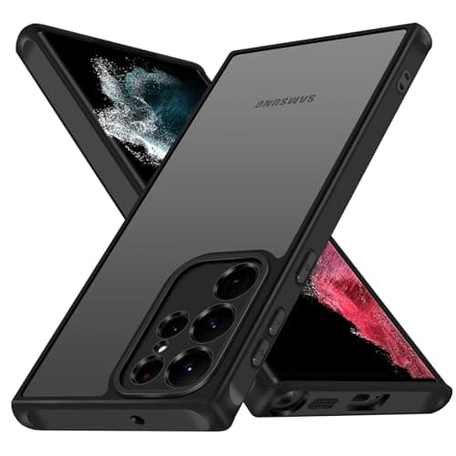ivoler Coque Mat pour Samsung Galaxy S22 Ultra 5G, [Protection Antichoc Militaire] Arrière Translucide Étui de Protection Mince Anti-Rayures Bumper Housse, Noir