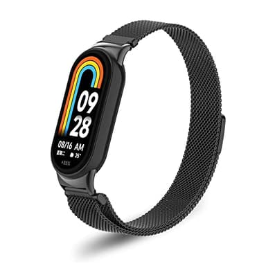 SeNool Bracelet Compatible avec Xiaomi Smart Band 8/Smart Band 9, [Bande de Remplacement] [Usure et Résistant à la Corrosion], Acier Inoxydable Maille Métal Band pour Xiaomi Mi Band 8/Mi Band 9-Noir