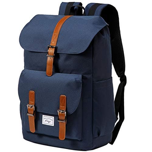 Kasgo Sac à Dos Homme Femme Grand Antivol Sac a Dos Ordinateur 15,6 Pouces Imperméable Vintage Cartable Garcon Fille Ados pour Travail Affaire Voyage École Bleu