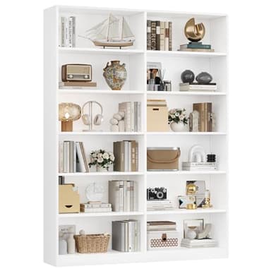 FirFurd Bibliothèque Bibliotheque Meuble de Rangement avec 12 Étagères de Rangement Bibliotheque pour Salon Bureau Cuisine Chambre 120x30x188.7 cm Blanc