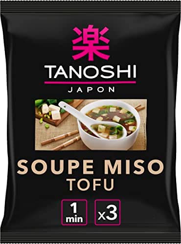 TANOSHI - Soupe Miso Tofu - Soupe Instantanée - 3 Personnes - Sans Glutamate Ajouté - 60, 9 g
