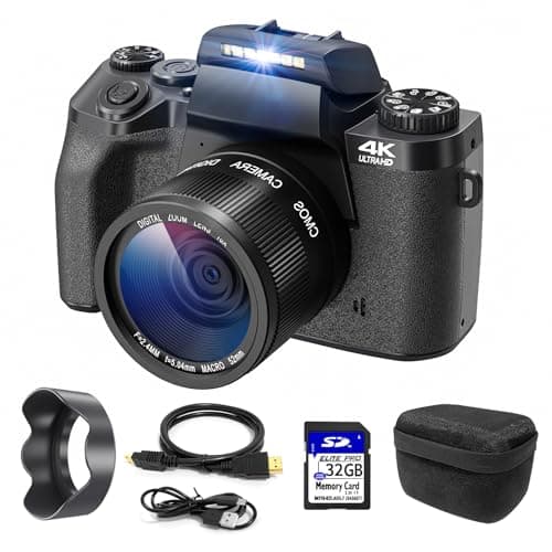 Appareil Photo numérique 4K, CCN 64MP Appareil Photo avec écran Tactile 3.0", Zoom numérique 16X, Fonction WiFi, avec Sacoche pour Appareil Photo, Capuchon, Carte TF 32GB, Objectif Unique, Noir