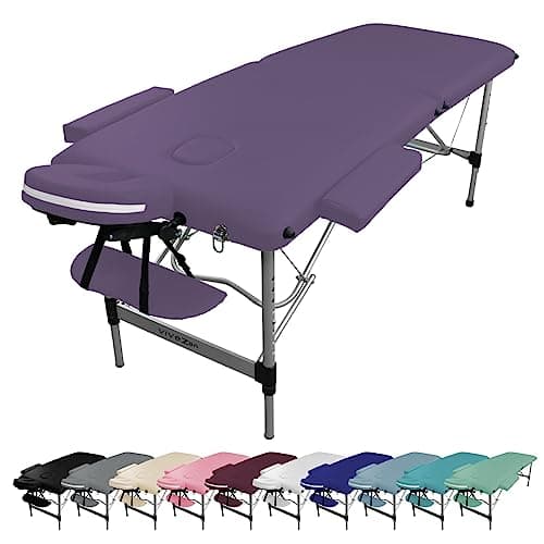 Vivezen - Table de Massage Pliante 2 Zones en Aluminium + Accessoires et Housse de Transport - Plusieurs Coloris