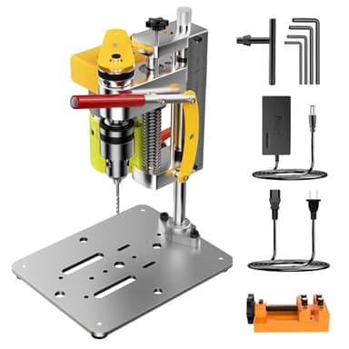 Yofuly Mini Perceuse à Colonne avec 7 Vitesses, Mini Table de Perceuse Forage de Banc Bench Drill Machine Perceuse, Mini Perceuse Electrique Multifonction pour le bricolage, le métal, le bois