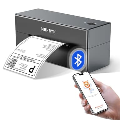 MUNBYN Imprimante Etiquette Thermique Bluetooth 4x6, Imprimante Etiquette Autocollante Bluetooth avec Vitesse d'impression 150mm/s -Via USB Bluetooth, pour Colissimo, UPS, Amazon, Ebay, Shopify