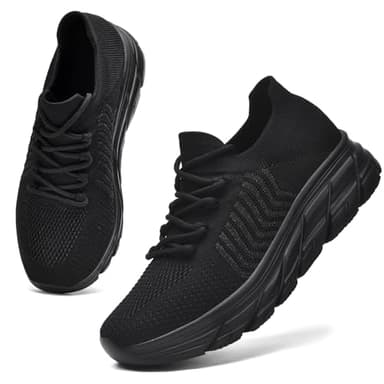 ELAPHURUS Femmes Slip on Baskets Chaussures de Marche Fitness Chaussures de Sport Outdoor Chaussures de Course de Rue Chaussures Confortables à Enfiler Noir, EU 38