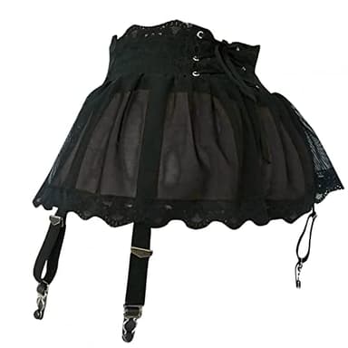 ROSVAJFY Femme Mini Jupe Porte-Jarretelles Sexy avec Culotte, Porte-Jarretelles Lingerie Mini Robe Transparente Malla avec 4 Clips, 2 Pièces Mini Jupe Taille Haute + String Dentelle (Noir)