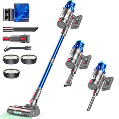 550W/48000Pa Aspirateur Balai sans Fil, 60 Mins Aspirateur Puissant avec Technologie GreenEye et Brosse à Sol Anti-emmêlement,1,5L Aspirateur Balai pour Les Poils d'animaux/Tapis/Sols Durs